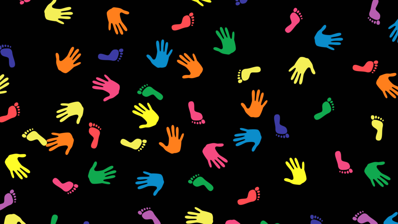 Das Colorful Hands And Feet Pattern Wallpaper 1280x720