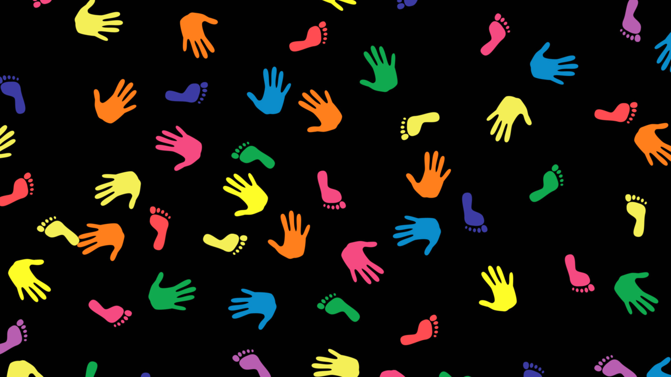 Das Colorful Hands And Feet Pattern Wallpaper 1366x768