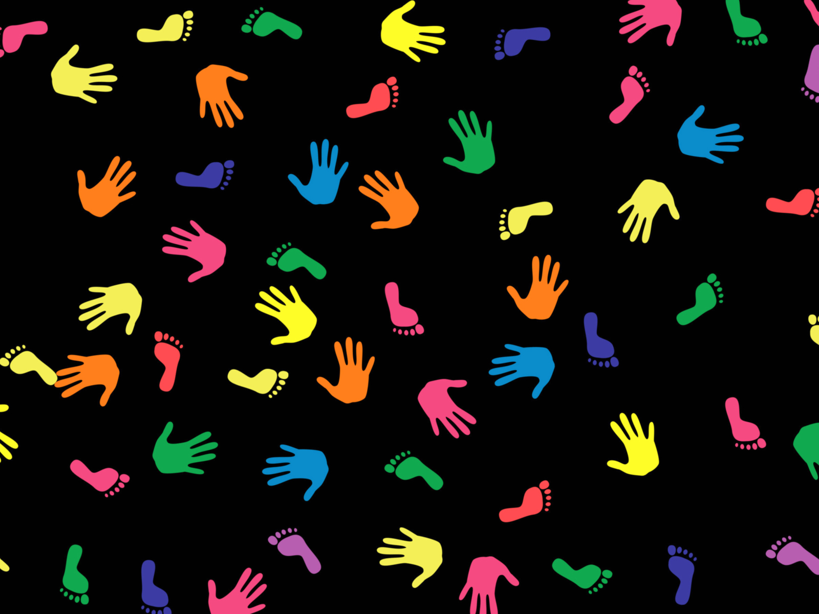 Обои Colorful Hands And Feet Pattern 1600x1200