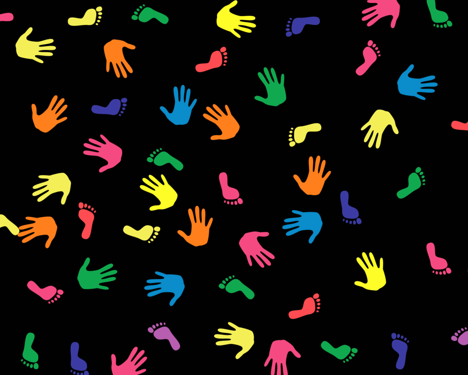 Обои Colorful Hands And Feet Pattern 1600x1280