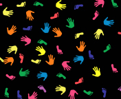 Das Colorful Hands And Feet Pattern Wallpaper 176x144