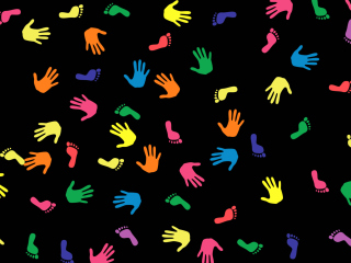 Das Colorful Hands And Feet Pattern Wallpaper 320x240