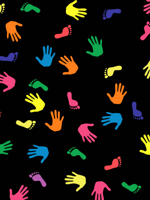 Colorful Hands And Feet Pattern wallpaper 480x640