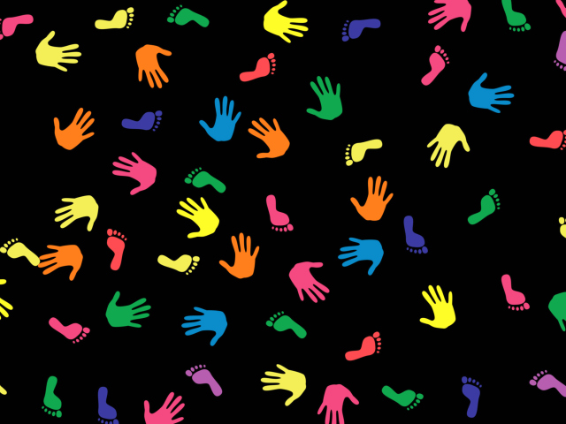 Das Colorful Hands And Feet Pattern Wallpaper 640x480