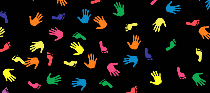 Colorful Hands And Feet Pattern wallpaper 720x320