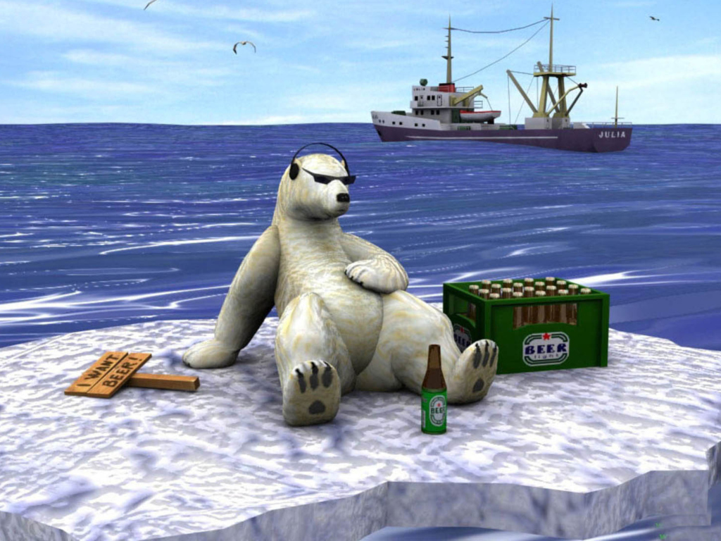 Das White Bear And Beer Wallpaper 1024x768
