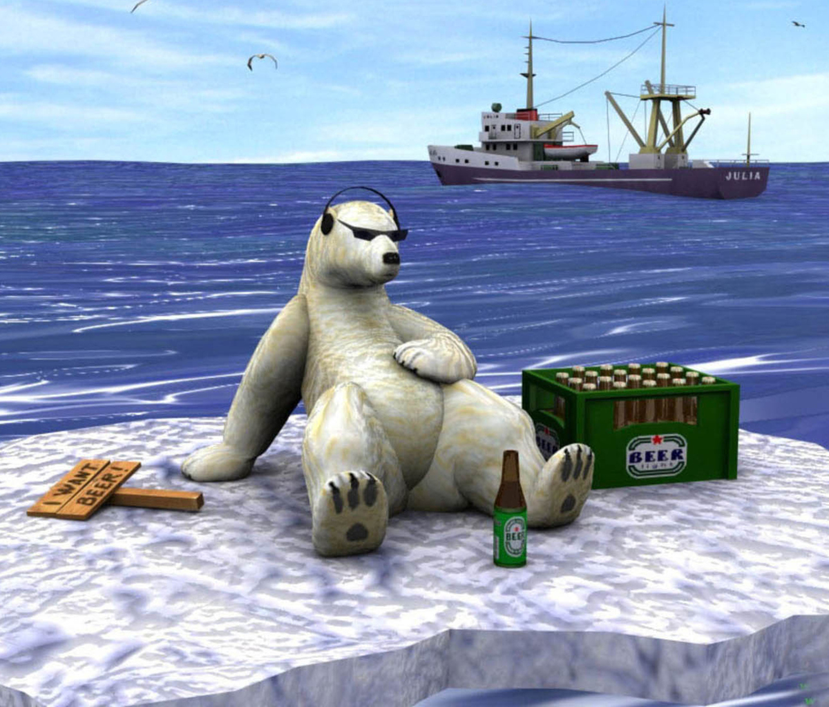 Fondo de pantalla White Bear And Beer 1200x1024