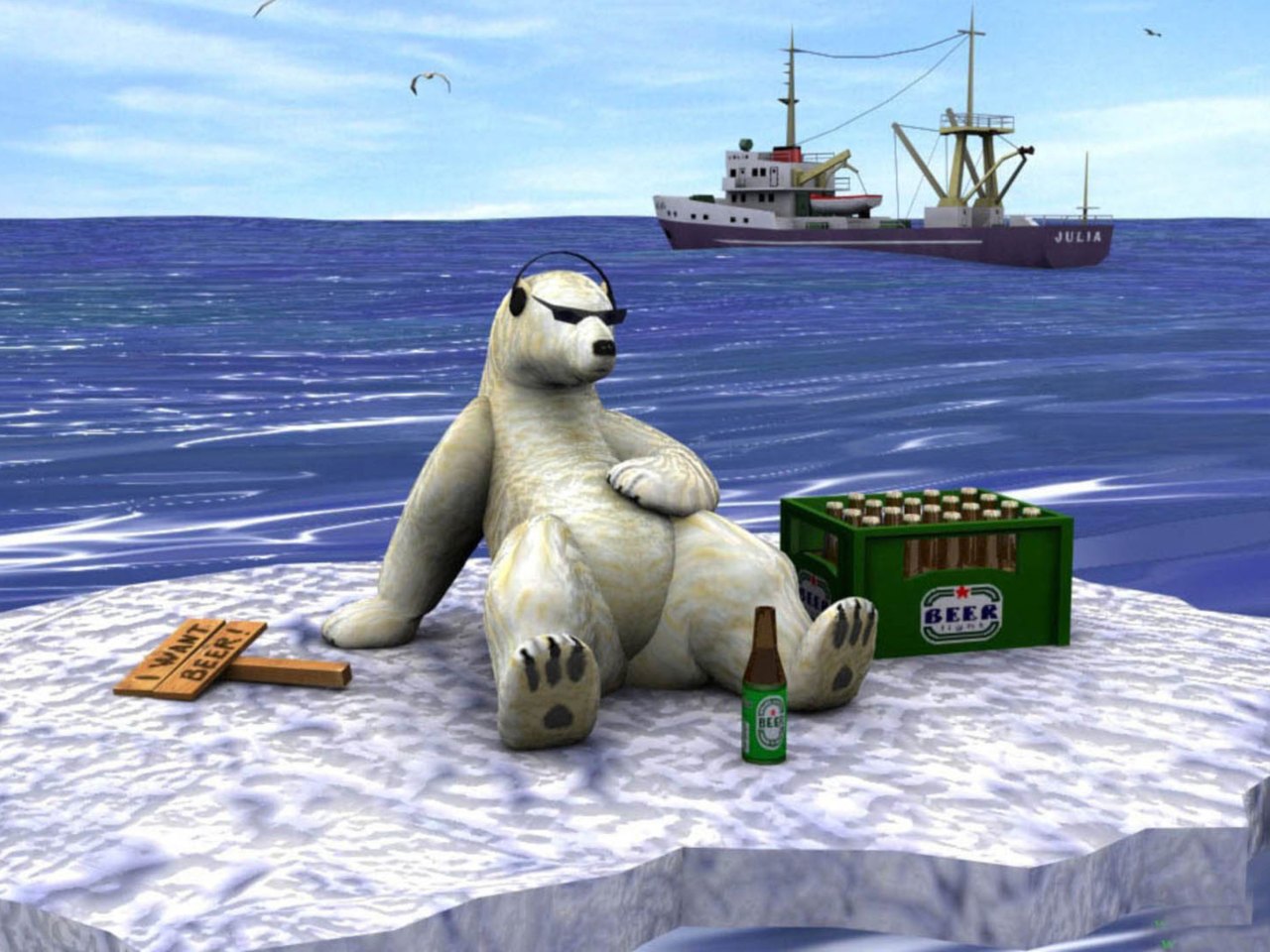 Fondo de pantalla White Bear And Beer 1280x960