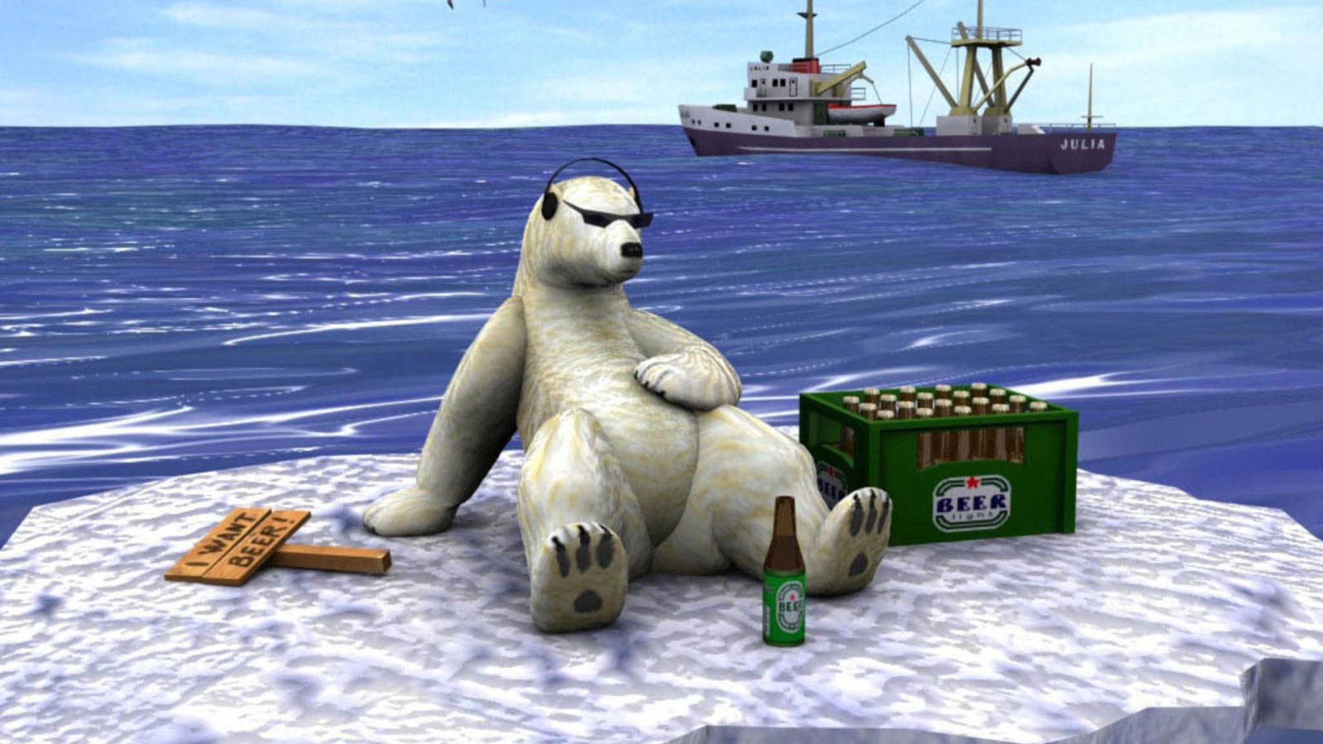 Screenshot №1 pro téma White Bear And Beer 1920x1080