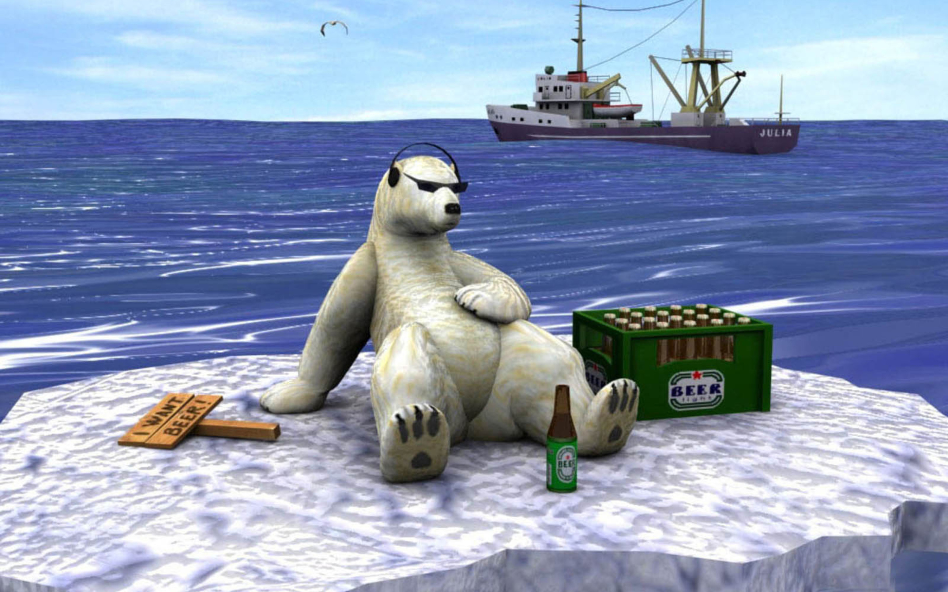 White Bear And Beer wallpaper 1920x1200