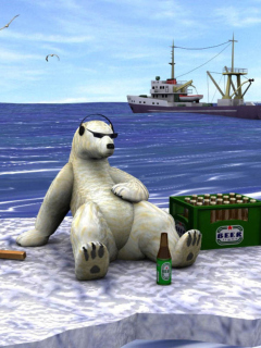 Das White Bear And Beer Wallpaper 240x320