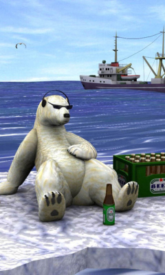 Das White Bear And Beer Wallpaper 240x400