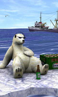 Обои White Bear And Beer 240x400