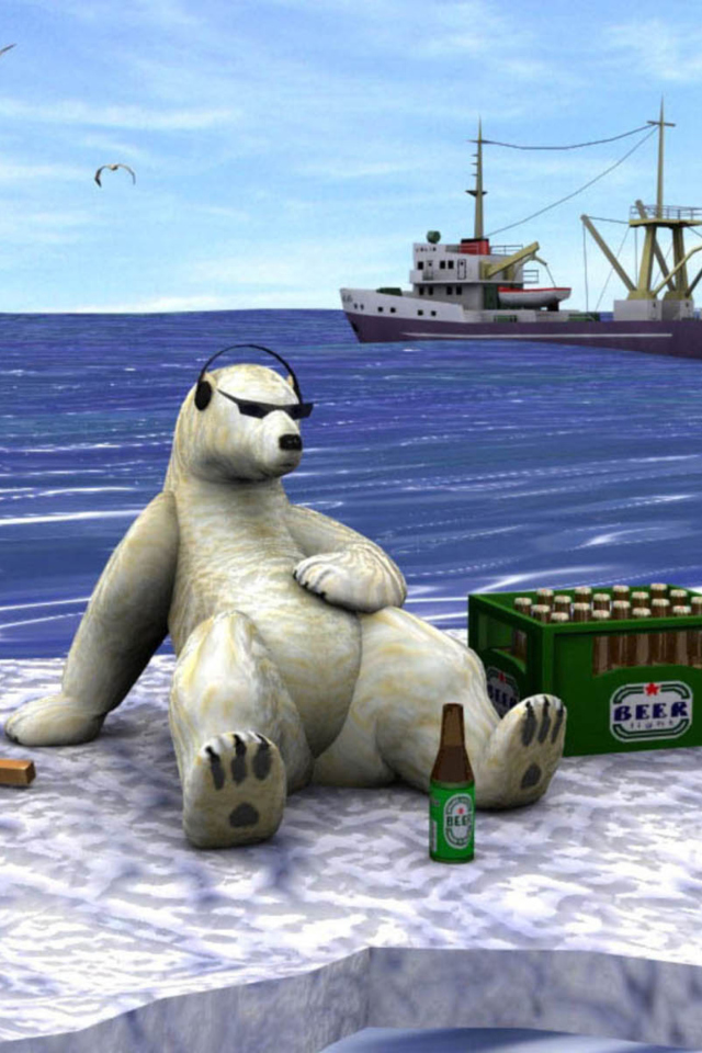 White Bear And Beer wallpaper 640x960