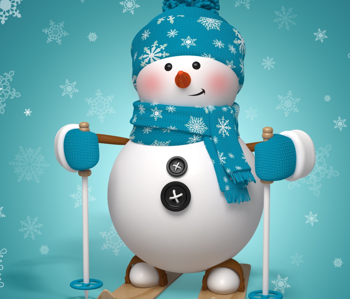 Fondo de pantalla Cute Snowman Blue Hat 1200x1024