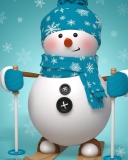 Screenshot №1 pro téma Cute Snowman Blue Hat 128x160