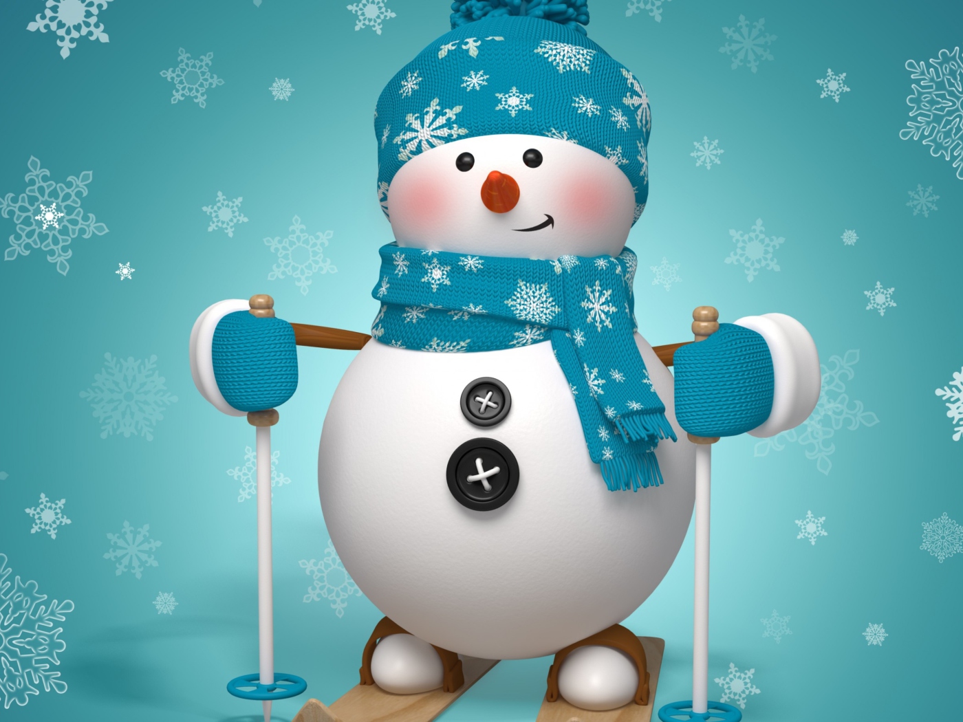 Cute Snowman Blue Hat wallpaper 1400x1050