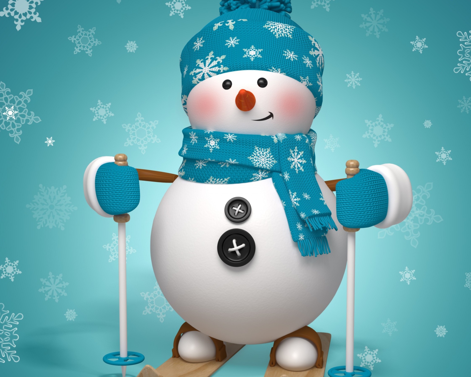 Das Cute Snowman Blue Hat Wallpaper 1600x1280