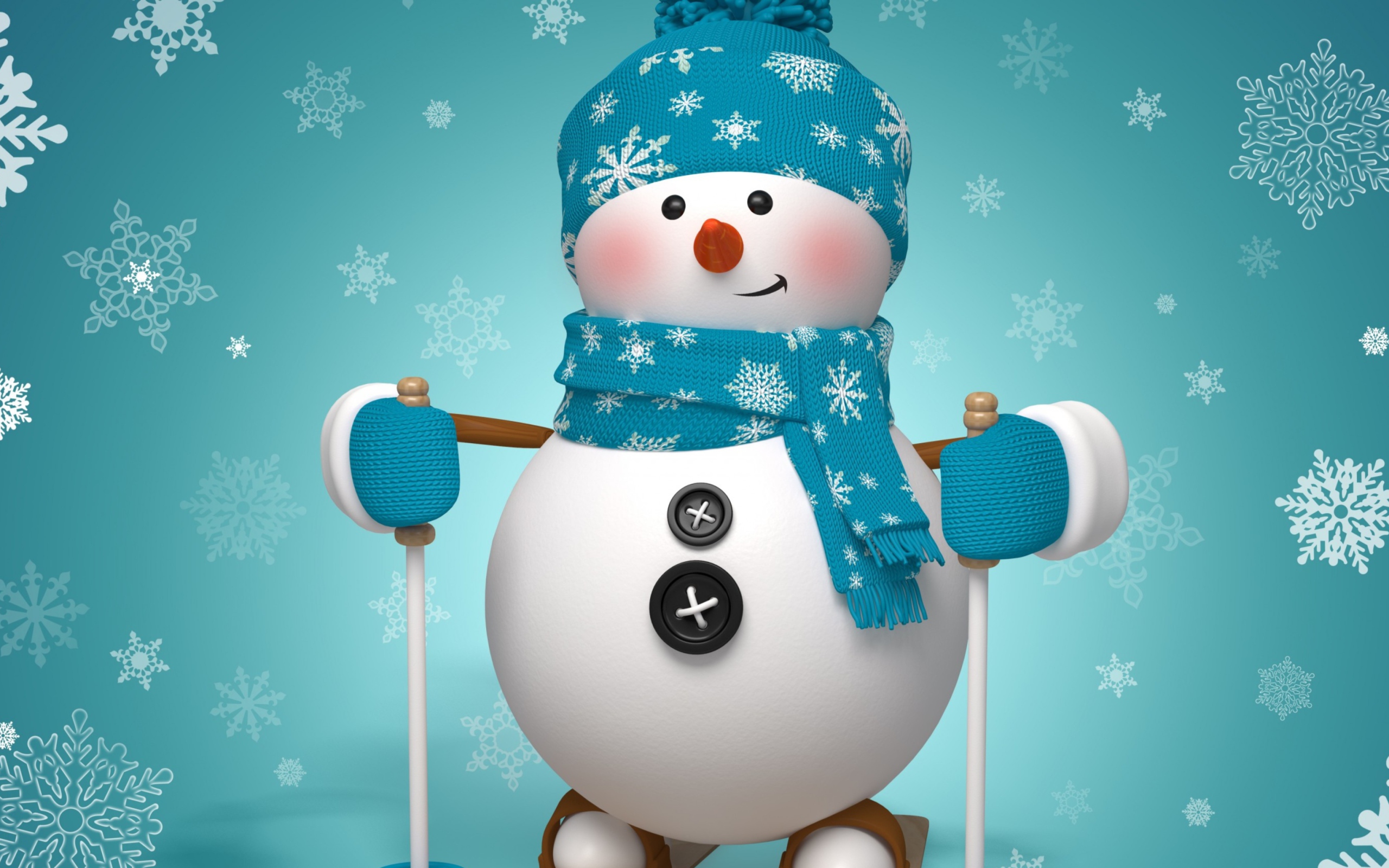 Cute Snowman Blue Hat wallpaper 2560x1600