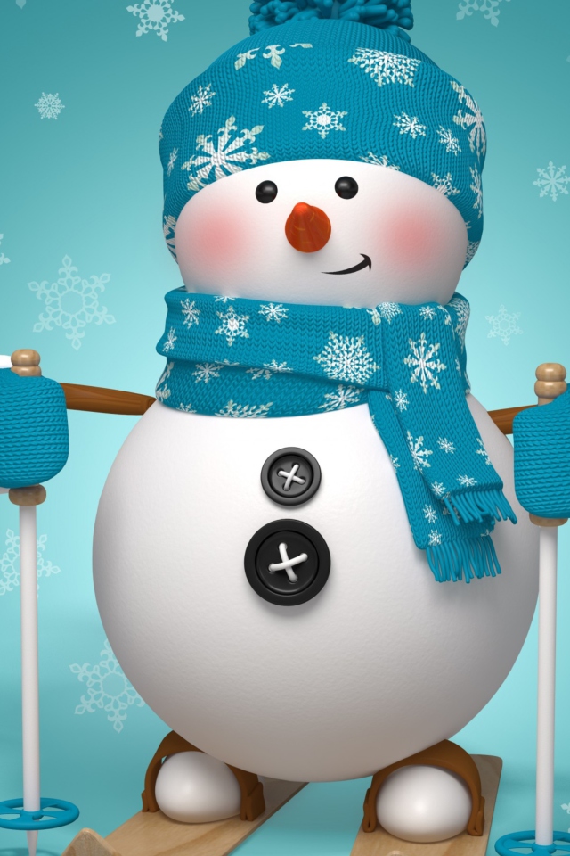 Screenshot №1 pro téma Cute Snowman Blue Hat 640x960