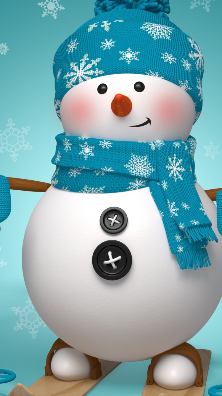 Fondo de pantalla Cute Snowman Blue Hat 750x1334
