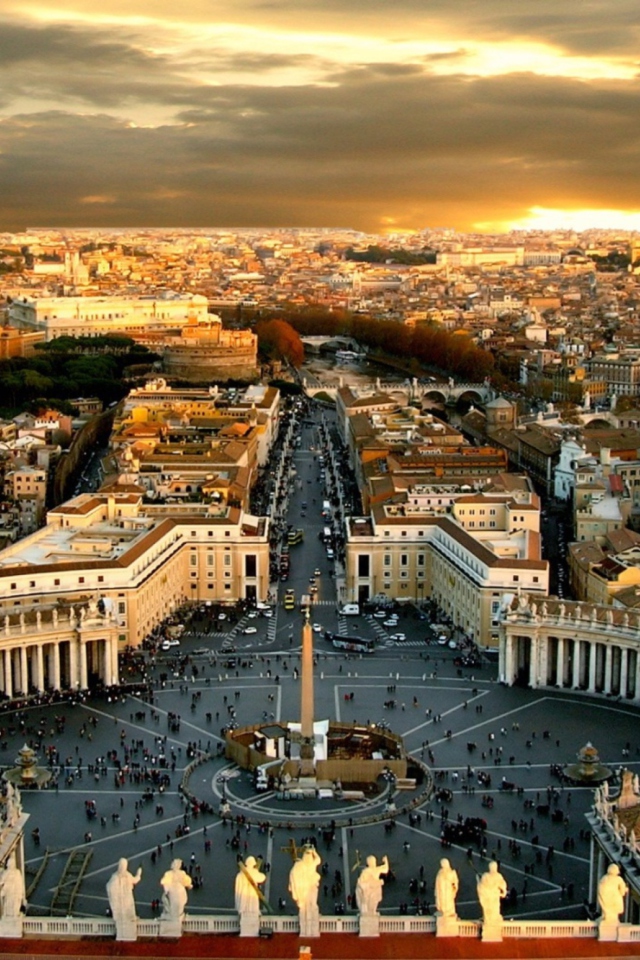 Fondo de pantalla Piazza San Pietro Square - Vatican City Rome 640x960