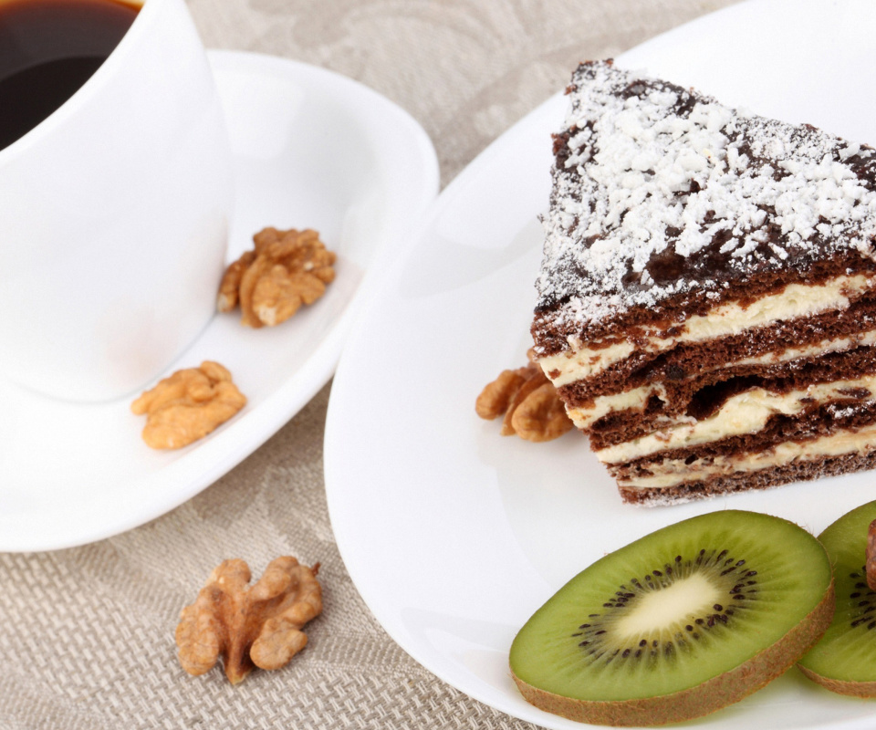 Coffee, Cake and Kiwi wallpaper 960x800