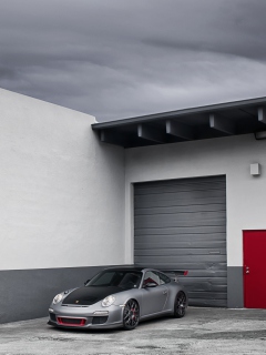 Porsche 911 Near Garage wallpaper 240x320