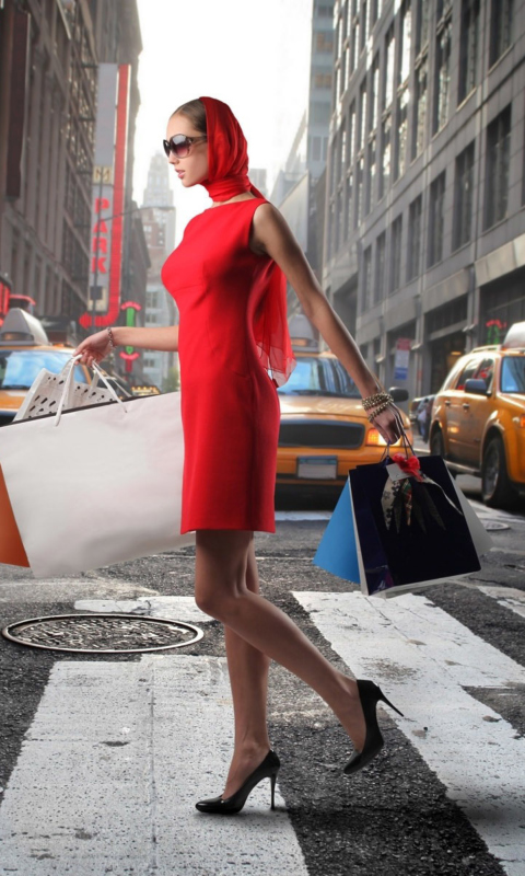 Lady From Boutique In New York wallpaper 480x800