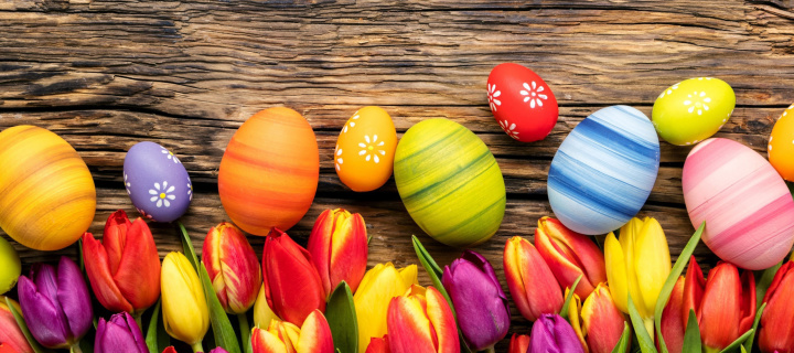 Easter bright eggs wallpaper 720x320