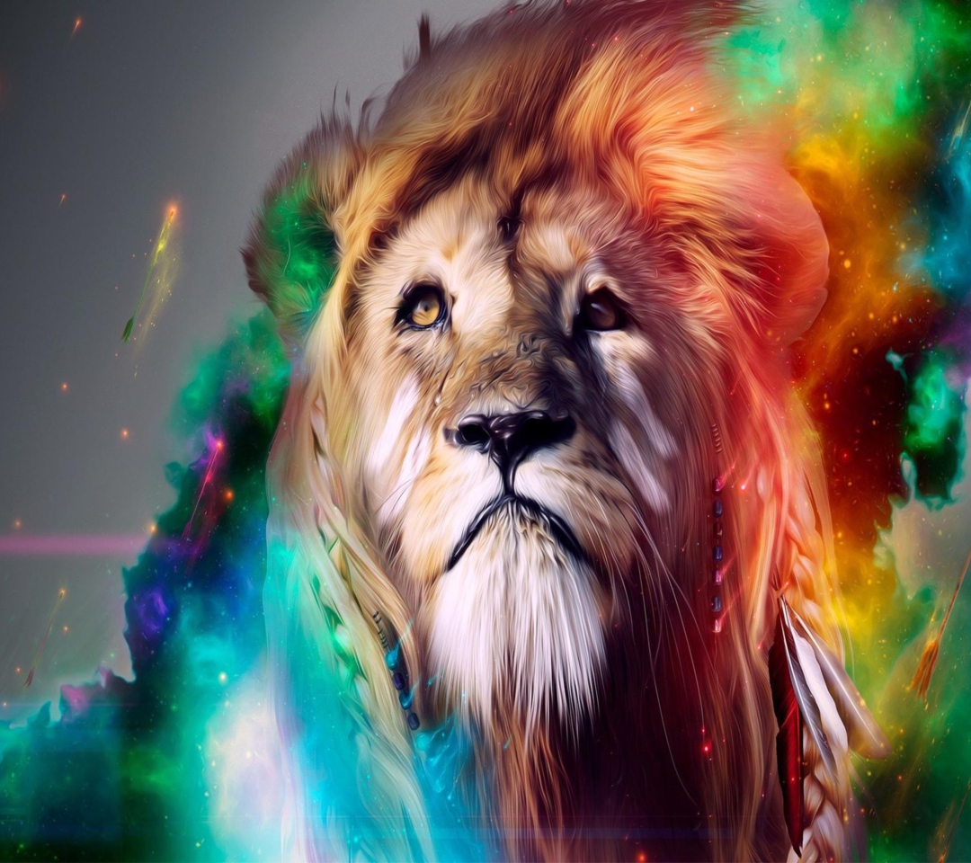 Lion Multicolor wallpaper 1080x960