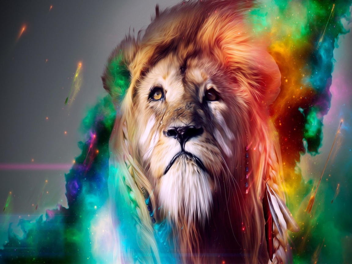 Das Lion Multicolor Wallpaper 1152x864