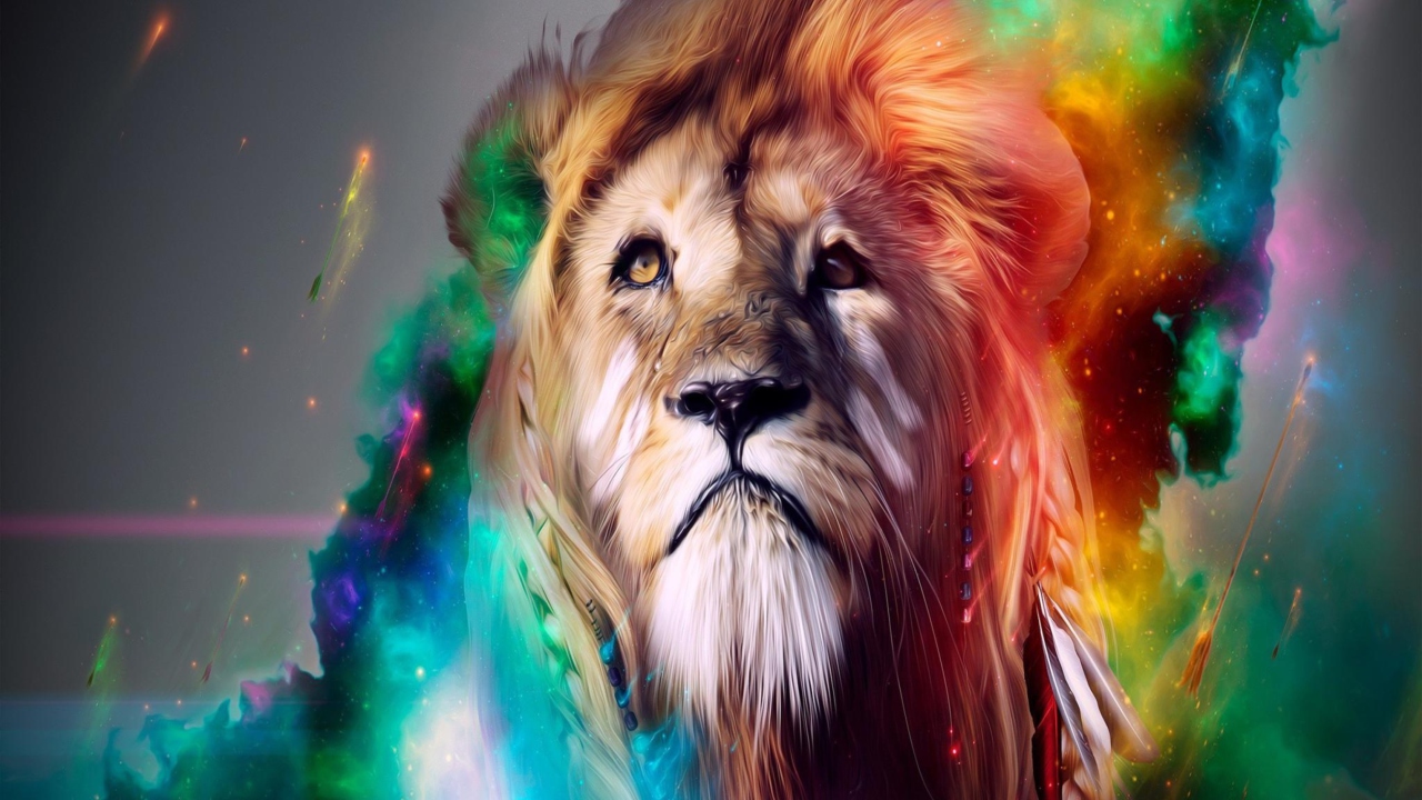 Fondo de pantalla Lion Multicolor 1280x720