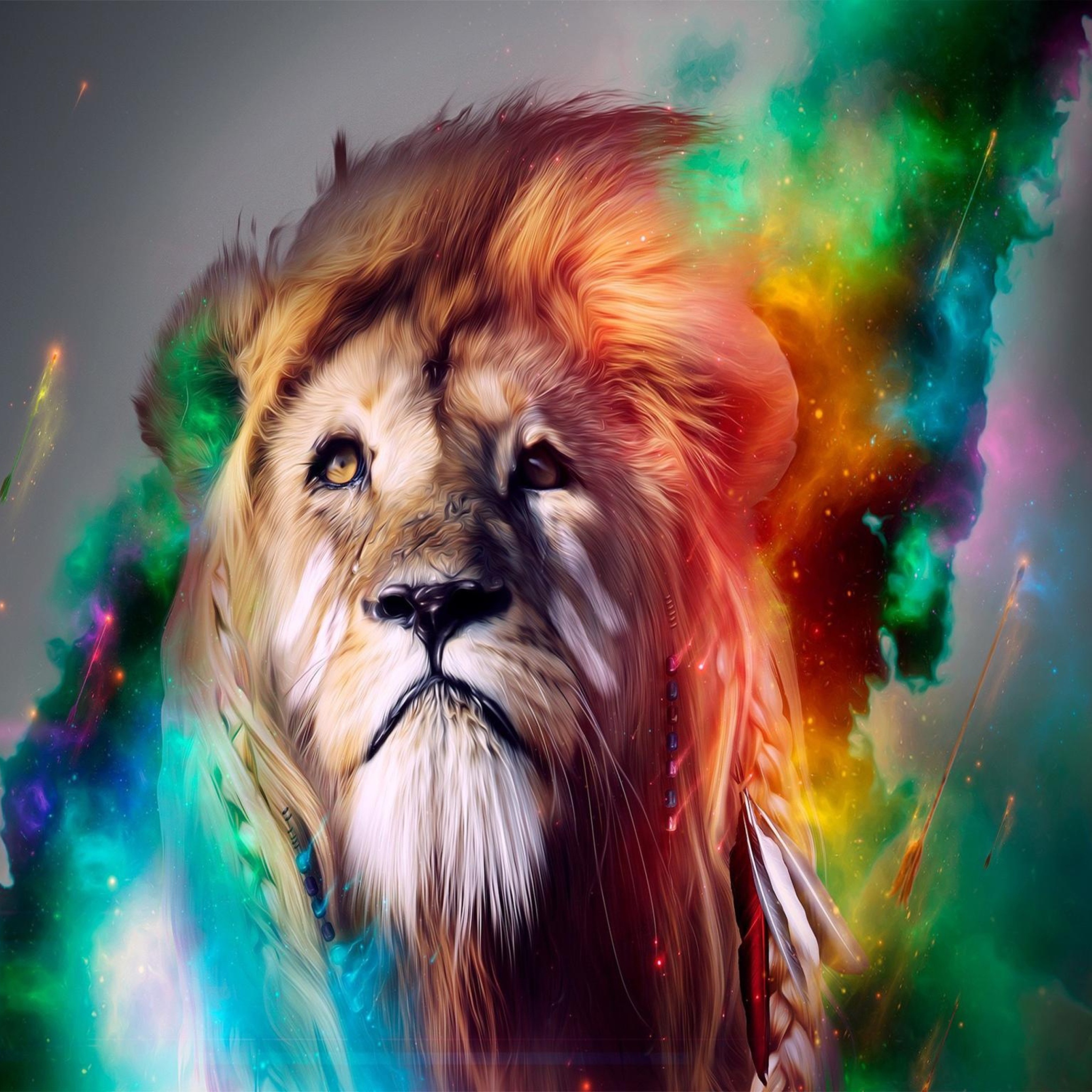 Lion Multicolor wallpaper 2048x2048