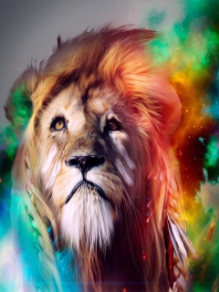 Fondo de pantalla Lion Multicolor 240x320