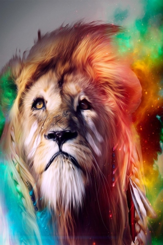 Fondo de pantalla Lion Multicolor 320x480