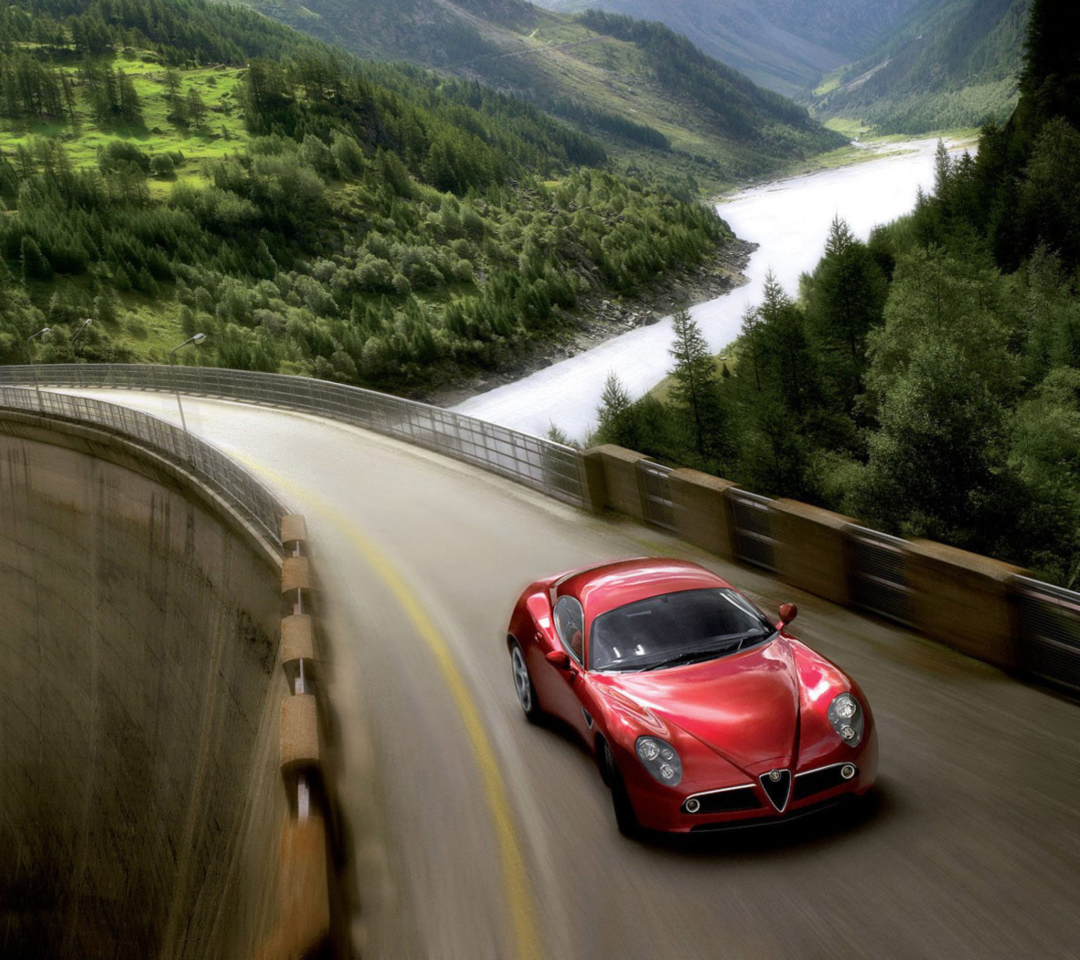 Red Alfa Romeo 8C wallpaper 1080x960