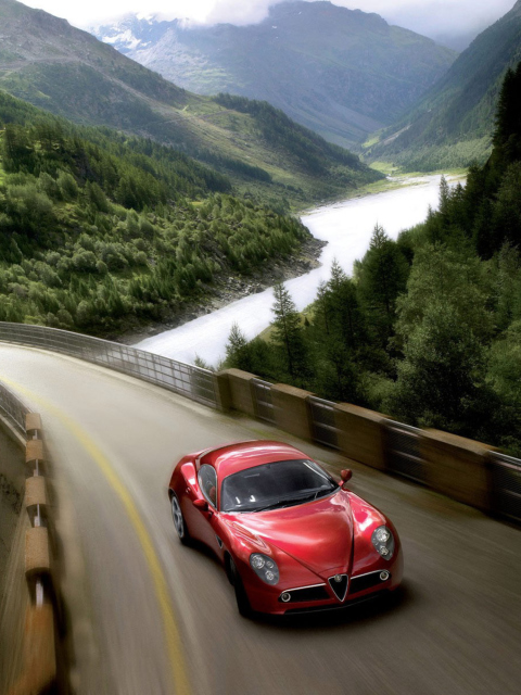 Das Red Alfa Romeo 8C Wallpaper 480x640