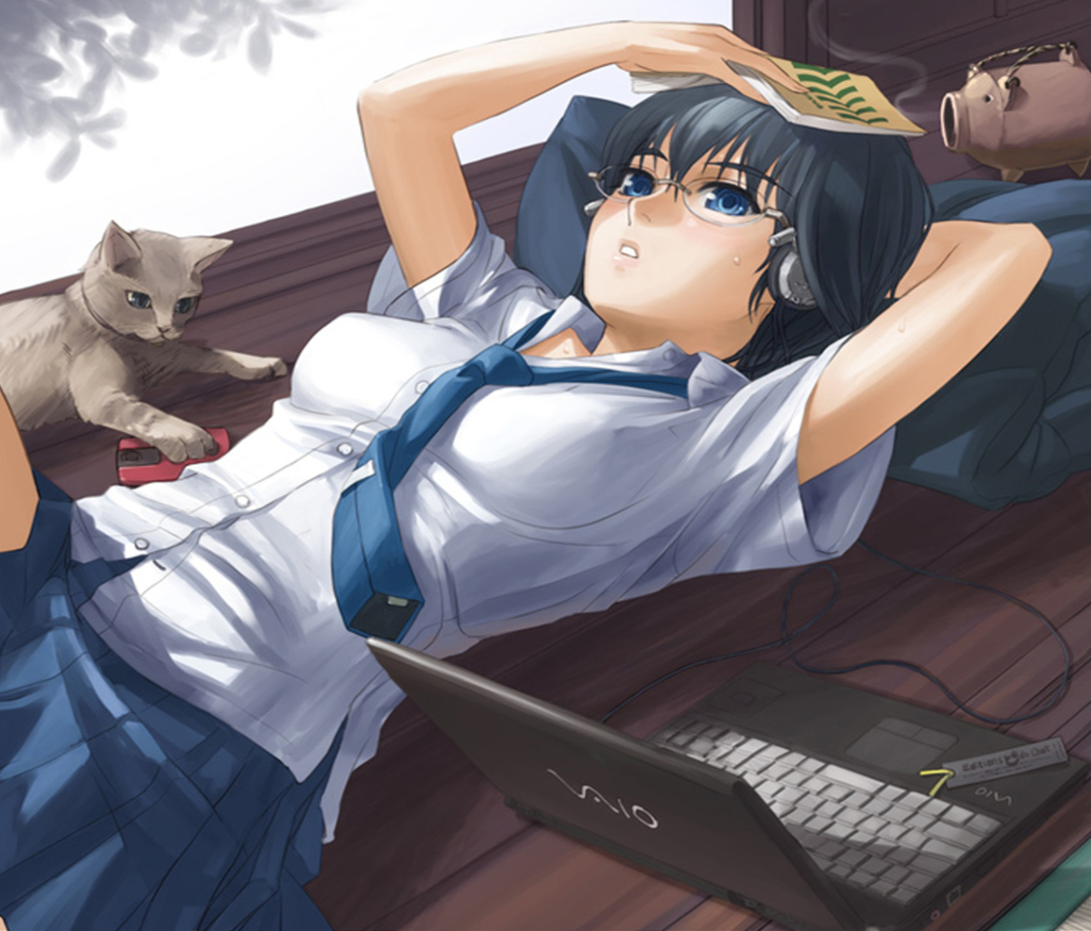 Screenshot №1 pro téma Anime School Girl In Glasses 1200x1024