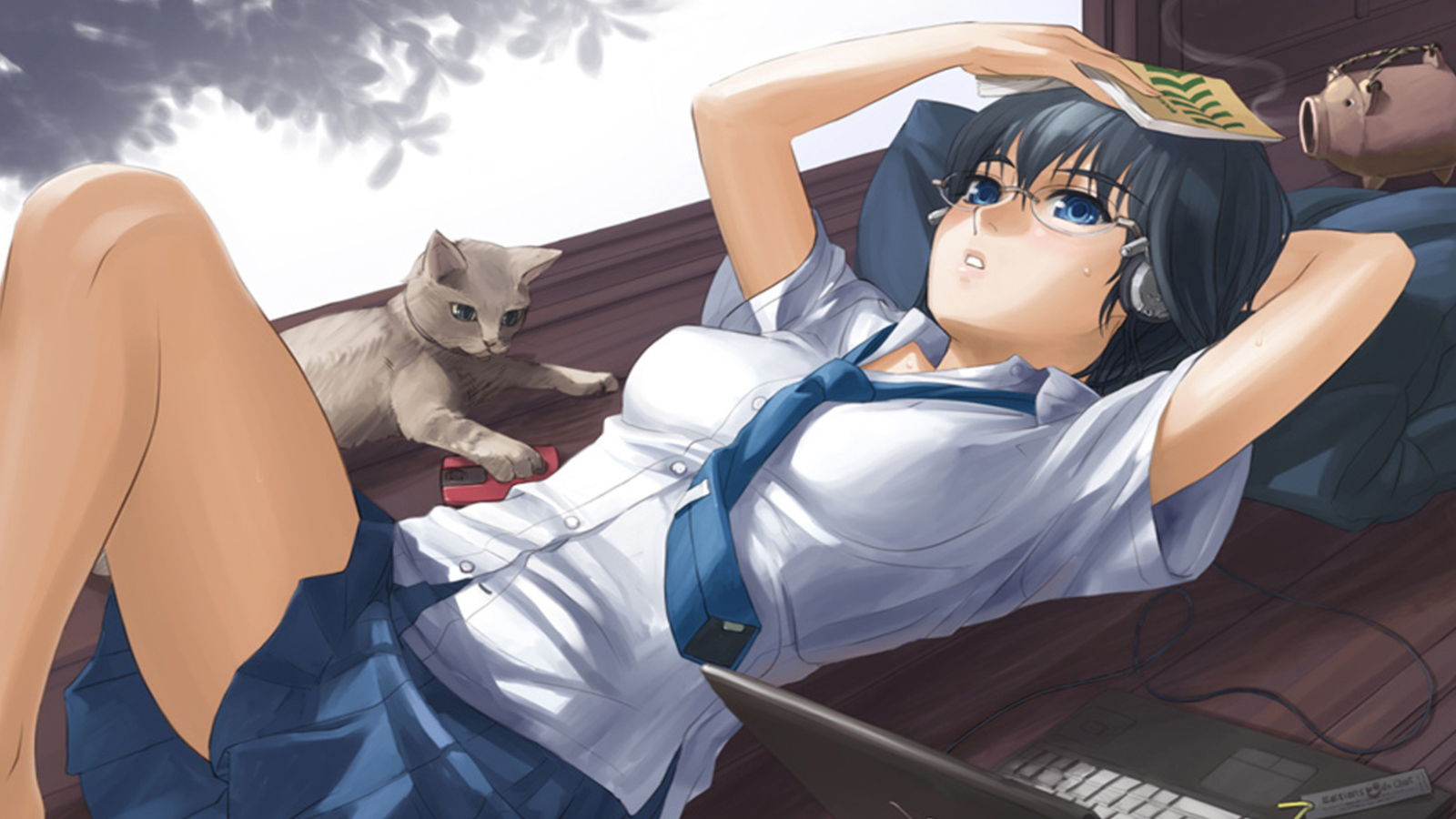 Screenshot №1 pro téma Anime School Girl In Glasses 1600x900
