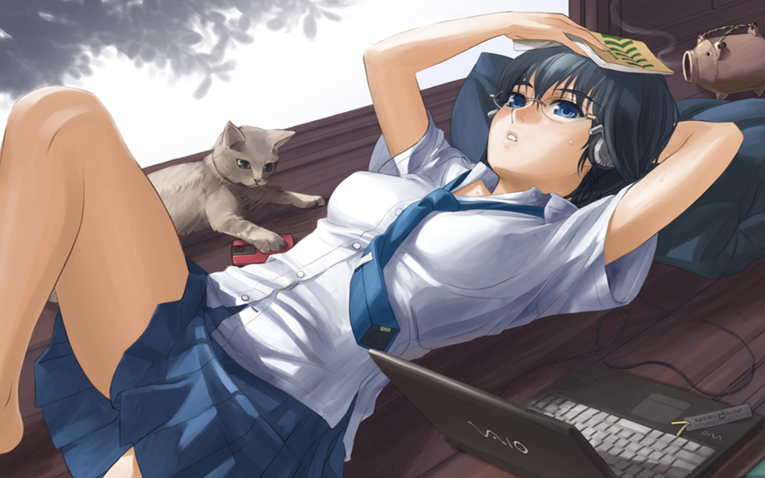Anime School Girl In Glasses screenshot #1 2560x1600