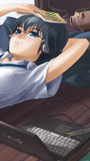 Обои Anime School Girl In Glasses 360x640