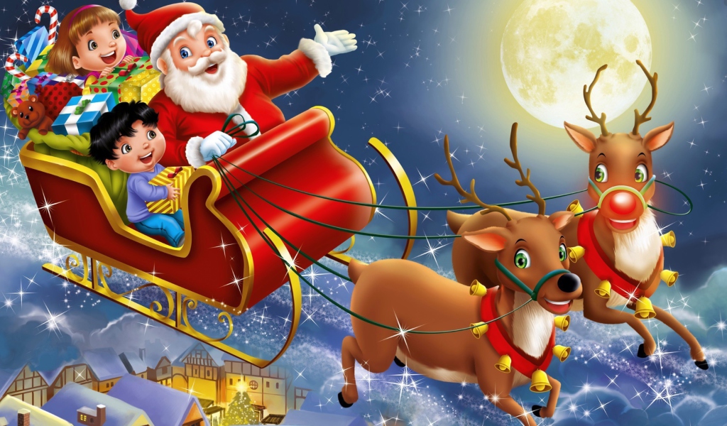 Sfondi Santa Wishes You A Merry Christmas 1024x600