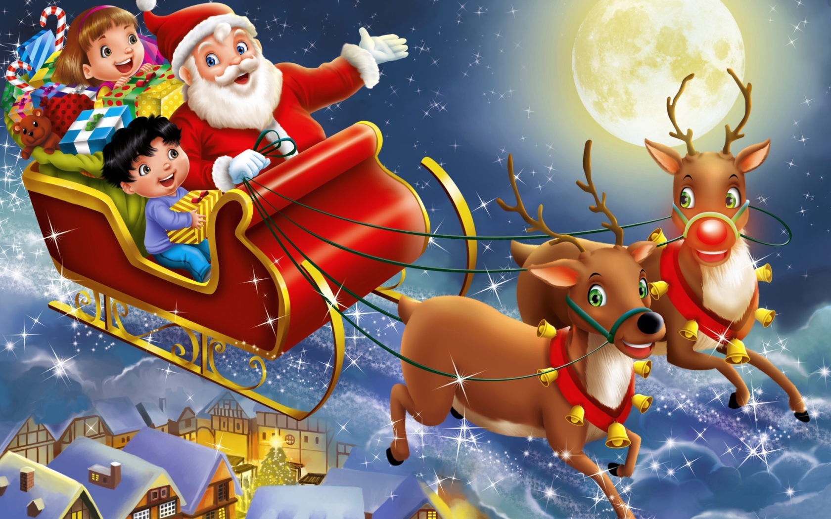 Fondo de pantalla Santa Wishes You A Merry Christmas 1680x1050