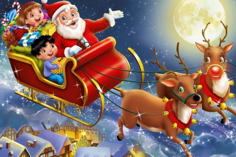 Das Santa Wishes You A Merry Christmas Wallpaper 480x320