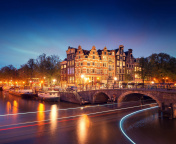 Amsterdam Attraction at Evening wallpaper 176x144