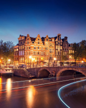 Amsterdam Attraction at Evening wallpaper 176x220