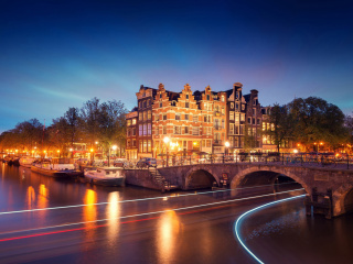 Amsterdam Attraction at Evening wallpaper 320x240