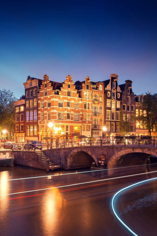 Amsterdam Attraction at Evening wallpaper 320x480
