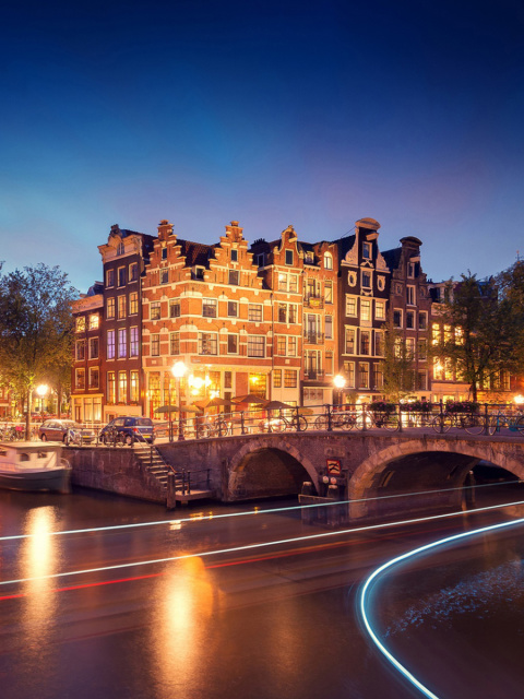 Amsterdam Attraction at Evening wallpaper 480x640
